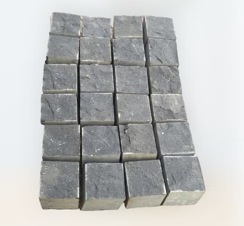 Black basalt cobblestone cubes for paving