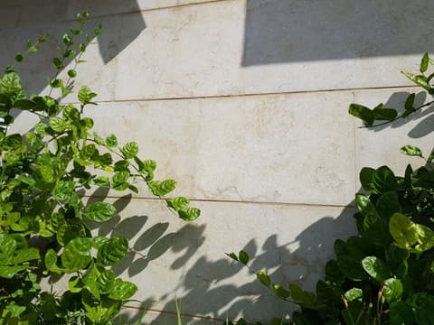 Villa garden wall and planters clad in Sunny Minya limestone